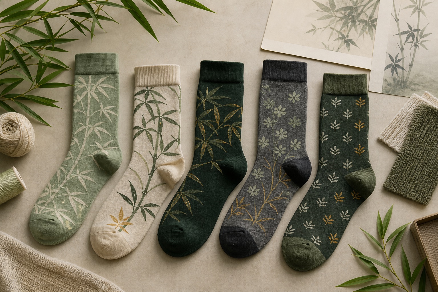 Botanical Pattern Socks for adult private-label collections