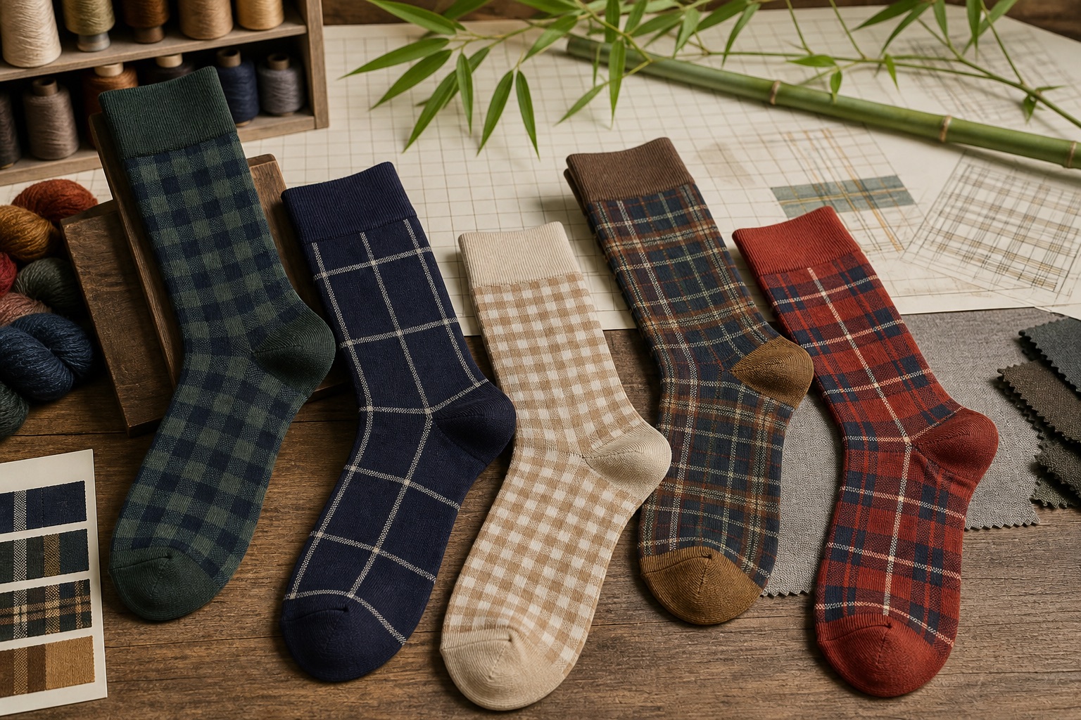 Checked & Plaid Socks for adult private-label collections