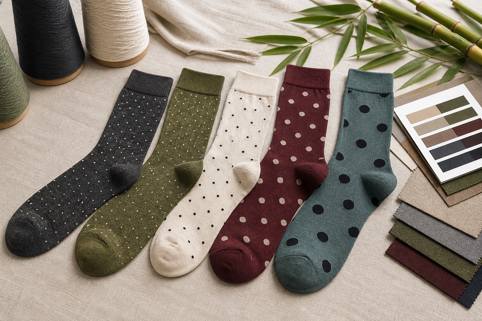 Polka Dot Bamboo Socks for adult private-label collections