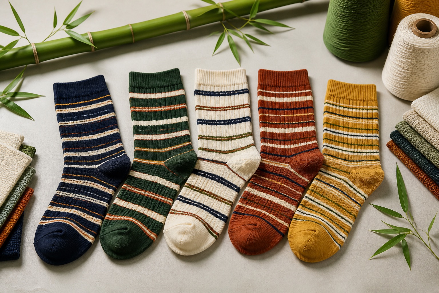 Striped Bamboo Socks for adult private-label collections