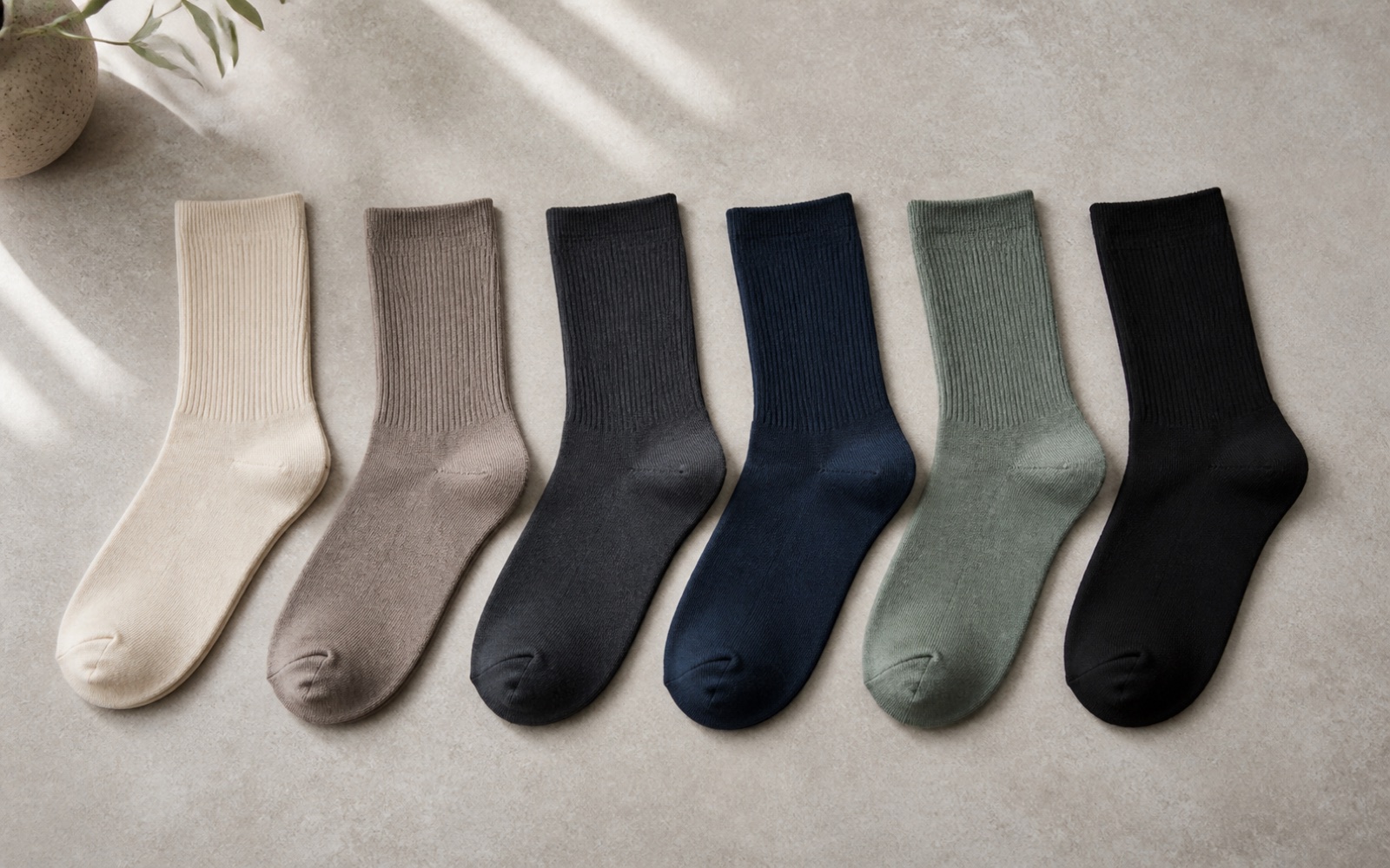 Neutral solid-color bamboo-blend crew sock collection